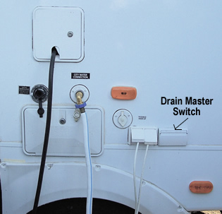 location of the switch for the Drain Master electric waste valve