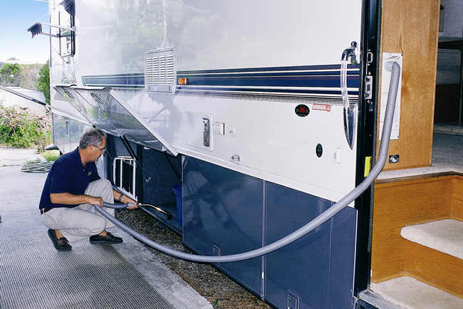 RV central vacuum system inside